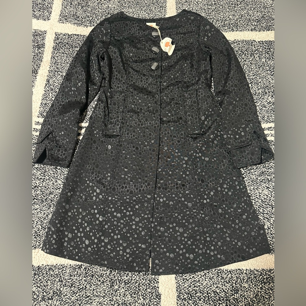 Tulle Black Polka Dot Trench Coat size M